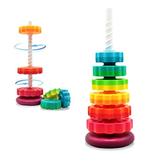 LUCKFUTURE Educational Spinning Stacking Toys, Rainbow Stacking Rings Baby Toy, Montessori Sensory Learning Toy for Girls and Boys Toddlers Toys for 1-3 Year Old - Image 1
