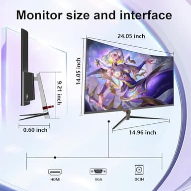 DJiEX 27 inch Curved Monitor 100Hz Computer MonitorFHD 1080p,HDR,99% sRGB,1800R,VESA Compatible,for Tablet,Desktop,Narrow Bezels on Three Sides, Blue Light Filter,Laptop and PC Work Gaming - Image 9