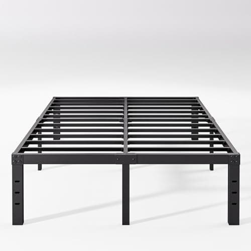 Neslime 16 Inch High Metal Queen Bed Frame Platform, Heavy Duty Bed Frame Queen Size, Steel Slat Support, Easy Assembly, Noise Free, Black - Image 1