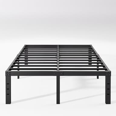 Neslime 16 Inch High Metal Queen Bed Frame Platform, Heavy Duty Bed Frame Queen Size, Steel Slat Support, Easy Assembly, Noise Free, Black - Image 1