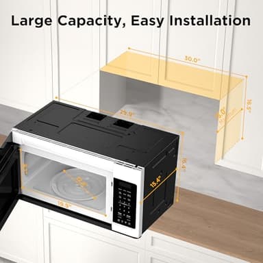 BLACK+DECKER Over the Range Microwave Oven with Vent and One-Touch Auto Cooking, 1.7 cu. ft. OTR Over Stove Microwave, White, 1000 Watts, EM044K6CF-WH - Image 7