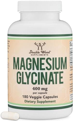 Magnesium Glycinate 400mg, for Sleep, Muscle, & Heart Support - (Vegan, Third Party Tested, Gluten Free, Non-GMO), 180 Capsules by Double Wood Supplements - Image 1
