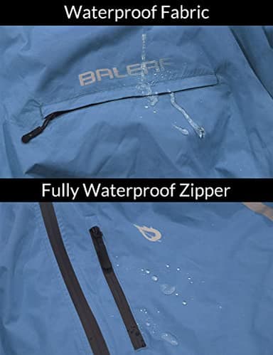 baleaf Mens Rain Jacket Waterproof Raincoat Windbreaker Gear Running Cycling Golf Coats Hood Lightweight Reflective Blue L - Image 5