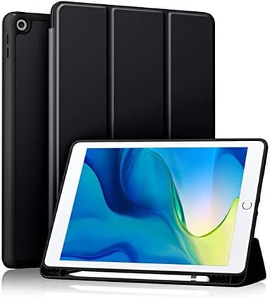 Akkerds Case Compatible with iPad 10.2 Inch 2021/2020/2019, for iPad 9th/8th/7th Generation Case with Pencil Holder, Protective with Soft TPU Back, Auto Sleep/Wake Cover, Black - Image 3
