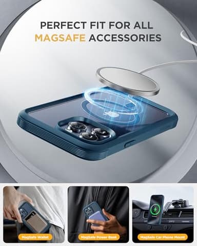 Miracase Magnetic for iPhone 15 Pro Max Case 6.7'' [Compatible with Magsafe] Full-Body Drop Proof Bumper Phone Case for iPhone 15 Pro Max with Built-in 9H Tempered Glass Screen Protector,Blue - Image 6