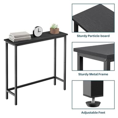 HollyHOME Narrow Console Table, 29.5" Slim Entryway Table, Sofa Stand, Hallway Shelf for Hallway, Bedroom, Living Room, Foyer, Black - Image 4
