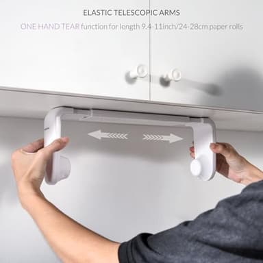 simpletome Paper Towel Holder ONE Hand Tear Adaptive Tension Arm Adjustable Length 9.4-11inch/24-28cm (White) - Image 6