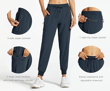 Libin Women's Cargo Joggers Lightweight Quick Dry Hiking Pants Athletic Lounge Casual Travel, Navy L - Image 2