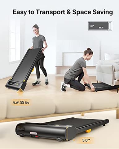 UREVO 2-in-1 Under Desk Treadmill, Walking Pad for Home & Office, Portable Treadmill with APP, 2.25HP Motorized, Remote Control, LED Display, 265 lbs Weight Capacity - Image 4