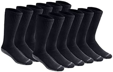 Dickies Men's Dri-Tech Moisture Control Boot-Length Socks, 6 & 12 Pairs, Sizes L-XL, Black (12 Pairs), Large - Image 1