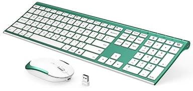 Wireless Keyboard and Mouse, Vssoplor 2.4GHz Rechargeable Compact Quiet Full-Size Keyboard and Mouse Combo with Nano USB Receiver for Windows, Laptop, PC, Notebook-Blackish Green - Image 1