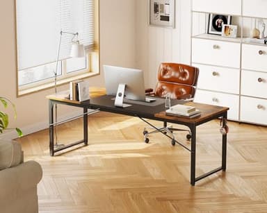 Coleshome 71 Inch Computer Desk, Modern Simple Style Desk for Home Office, Study Student Writing Desk, Vintage and Black - Image 4