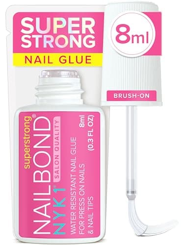 Super Strong Nail Glue for Press On Nails, Nail Tips & Acrylic Fake Nails (8ml) NYK1 NailBond Brush On Glue for Press Ons, Tips & Acrylics - Long Lasting, Maximum Strength, Mess-Free Application - Image 1
