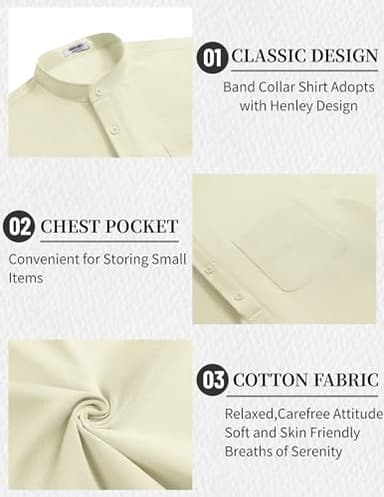 COOFANDY Men's 2 Pieces Cotton Linen Set Short Sleeve Hippie Henley T Shirts Casual Beach Pants With Pockets Summer Yoga Set - Image 5