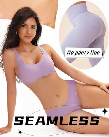 FINETOO 6 pack Seamless Underwear for Women Sexy Low Rise Hipster Wave Edge No Show Bikini Panties Womens Cheeky S-XL - Image 3