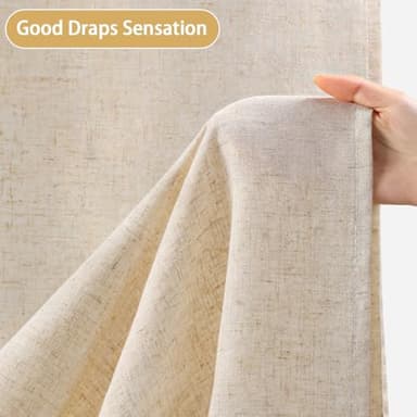 Awellife Linen Shower Curtain Beige Boho Farmhouse Shower Curtains for Bathroom Natural Cloth Cotton Fabric Liner Cream 72 x 72 Inch Modern - Image 3