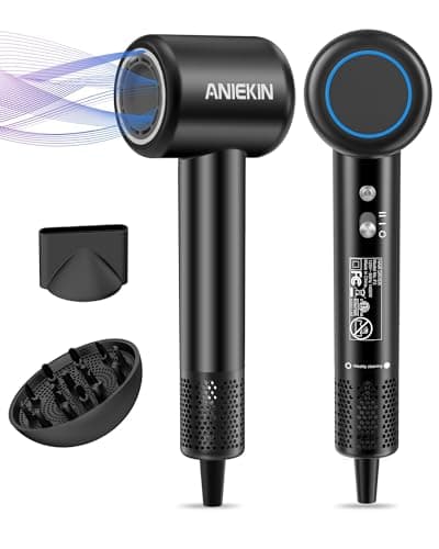 Hair Dryer, High-Speed Ionic Low Noise Blow Dryer with Brushless Motor for Fast Drying, Thermo-Control Quiet Compact Hair Blow Dryer with Magnetic Diffuser for Curly Hair for Home Travel Salon - Image 1