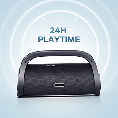 Monster Adventurer Max Bluetooth Speaker, IPX7 Waterproof Portable Speaker with Double Subwoofer, 100W Stereo Sound and Rich Bass, Wireless Outdoor Speakers for Home, Beach, 24H Play, Silver - Image 6