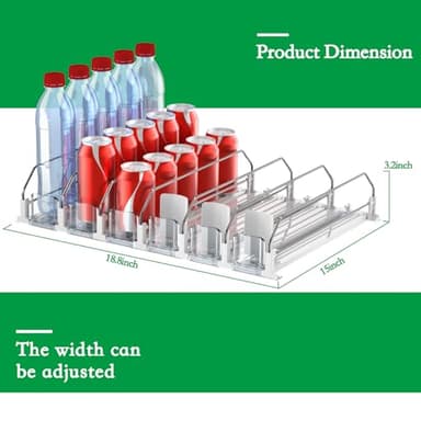 Drink Organizer for Fridge-White Automatic Pusher Glide,12oz 16oz 20oz-Soda Dispenser for Fridge-Holds up to 30 Cans - Image 4