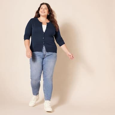 Amazon Essentials Women's Lightweight Crewneck Cardigan Sweater (Available in Plus Size), Navy, 6X - Image 8