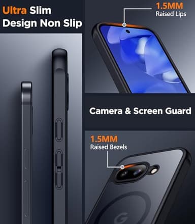 SPIDERCASE Magnetic for Google Pixel 9A Case, Military Grade Drop Protection Slim Translucent Matte Shockproof Anti-Fingerprint Phone Case for Pixel 9A, Black - Image 4