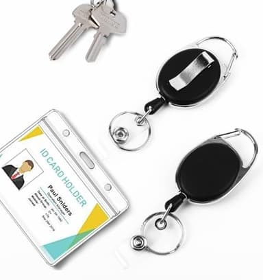 Diateklity 20 Pack Retractable Badge Holder with Carabiner Reel Clip, Badge Reel Bulk ID Card Key Holder with Ring, Heavy Duty Black Key Chain Extender for Office Work Employee - Image 6