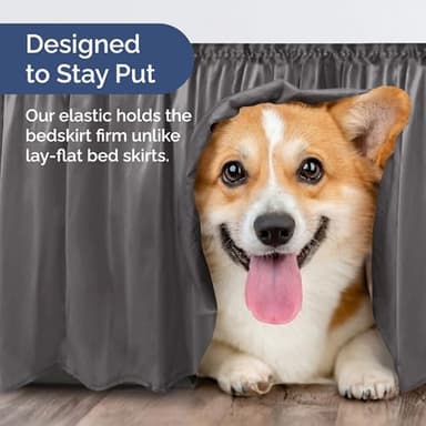 Wrap Around Dust Ruffle Bed Skirt - Dark Grey - for King Size Beds with 18 Inch Drop - Elastic Strap - Adjustable Pleated Bedskirt with Brushed Fabric and Wrinkle Free - for Women, Men, Kids & Teens - Image 7