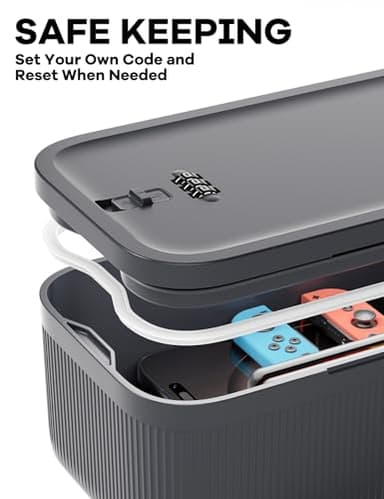 Small Lock Box for Medication Safe, Lockbox for Phone Jail, Medicine Lockable Storage Box with Code for First Aid Kits, Locked Food/Snackle Box Container for Home/Fridge/Office (Grey) - Image 3