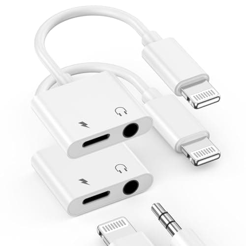 2 Pack [Apple MFi Certified] Apple Lighting to 3.5 mm Headphone Jack Adapter, 2 in 1 iPhone Headphone Jack Aux Audio + Charger Cable Splitter Adapter Dongle for iPhone 14 13 12 11 Pro Max XS XR X 8 7 - Image 1
