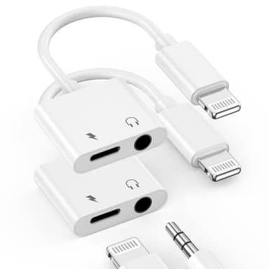 2 Pack [Apple MFi Certified] Apple Lighting to 3.5 mm Headphone Jack Adapter, 2 in 1 iPhone Headphone Jack Aux Audio + Charger Cable Splitter Adapter Dongle for iPhone 14 13 12 11 Pro Max XS XR X 8 7 - Image 1