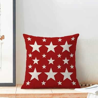 AEIOAE 4th of July Pillow Covers 20x20 Red and White Patriotic Stars Outdoor Decor Throw Pillows for Couch American Flag Independence Day Pillowcase Decorative Cushion Case for Sofa Bed Set of 2 - Image 3