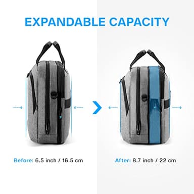 BAGSMART 17.3 Inch Laptop Bag, Expandable Computer Bag Laptop Briefcase Men Women,Laptop Shoulder Bag,Work Bag Business Travel Office, Grey - Image 2
