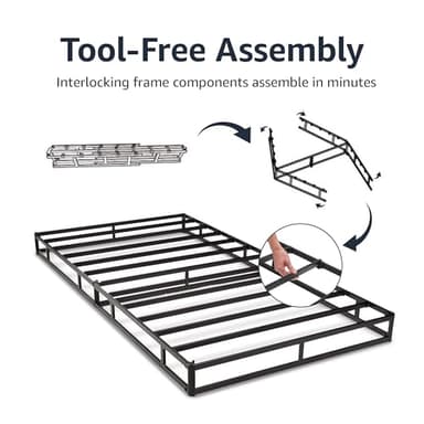 Amazon Basics Smart Box Spring Bed Base, 9-Inch Height Mattress Foundation, Tool-Free Easy Assembly, King, 79"L x 75.5"W x 9"H, White - Image 4