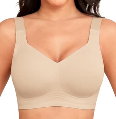 Xcutting Soft Sleep Wirefree Bras for Women Full Coverage No Underwire Wireless Comfortable Sports Bras for Sagging Breasts Padded (Nude,X-Large) - Image 1