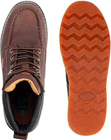 SUREWAY 6” Mens Heavy Duty Steel/Composite/Soft Toe Work Boots for Men,Goodyear Welt,Extremely Comfortable Durable Proved,Superior Oil/Slip Resistant,Thicker Leather,Wedge Sole,Moc Toe Work - Image 6