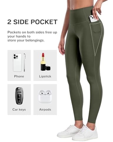 LZYVOO Leggings with Pockets for Women, 6 Packs Soft High Waisted Tummy Control Workout Yoga Pants(BlackGrayNavyWineGreenBrown-2XL) - Image 2