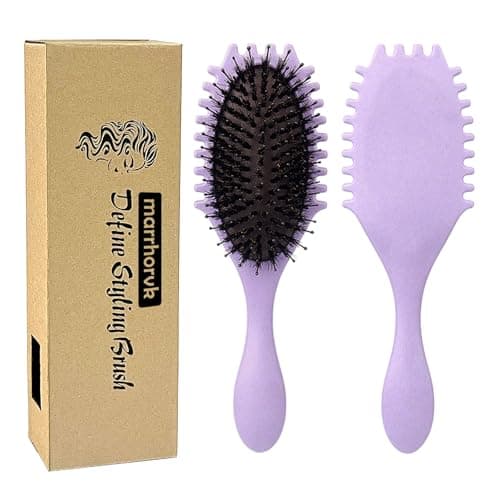 Curly Defining Brush, Curly Hair Styling Brushes Detangler Soft Bristle Hair Brush 1-Pack (Purple) - Image 1