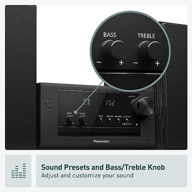 Panasonic Compact Stereo System with CD Player, Bluetooth, FM Radio and USB with Bass and Treble Control, 80W Stereo System for Home with Remote Control - SC-PM700PP-K (Black) - Image 6