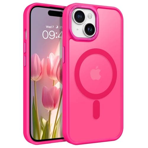 BENTOBEN for iPhone 15 Case, Magnetic iPhone15 Phone Case Compatible with MagSafe, Translucent Matte Magnetic Cover Shockproof Women Girl Protective Cute Case for iPhone 15 6.1", Hot Pink - Image 1