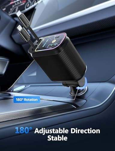 Starlight Retractable Car Charger with Retractable Cables, Starlight in Car Roof 4 in 1 Super Fast USB C Car Phone Charger, 2 USB Ports Starry Sky Adapter, Compatible with iPhone 17 16 15 14 13 12 - Image 8
