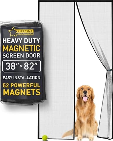 Flux Phenom Magnetic Screen Door - Bugs Out, Breeze in - 9min Install Auto-Sealing Heavy Duty Double Stitched Mesh, 52 Magnets, Hands Free Sliding & Patio Doors Net, Pet & Kid Friendly, 38 x 82 Inch - Image 1