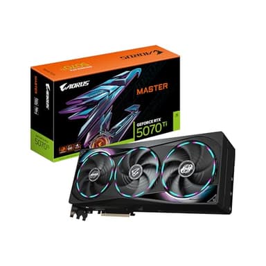 GIGABYTE AORUS GeForce RTX 5070 Ti Master 16G Graphics Card, 16GB 256-bit GDDR7, PCIe 5.0, WINDFORCE Cooling System, GV-N507TAORUS M-16GD Video Card - Image 1