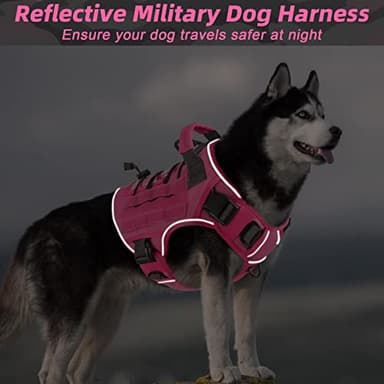 WINGOIN Tactical Dog Harness for Extra Large Dogs, Heavy Duty No Pull Dog Harness with Handle, Adjustable Reflective Military K9 Big Dog Vest for Great Dane, Walking, Training, Hunting, Pink (XXL) - Image 5