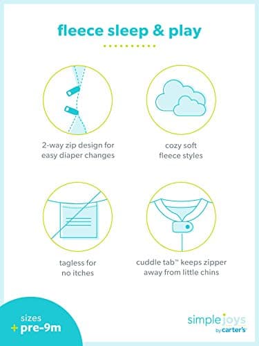 Simple Joys by Carter's Baby Boys' 2-Pack Fleece Footed Sleep and Play, Grey Forest Animals/Olive Tiger, 6-9 Months - Image 5