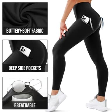 3 Pack Leggings for Women High Waisted No See-Through Tummy Control Soft Yoga Pants Womens Workout Athletic Running Leggings - Image 5