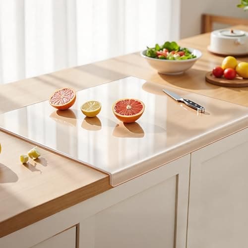 Acrylic Cutting Board with Counter Lip, 17.5x13.5 Inch Clear Cutting Boards for Kitchen Counter, Large Cutting Board Non Slip for Countertop Protector, Apartment Essentials Kitchen Decor Gifts - Image 1