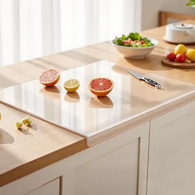 Acrylic Cutting Board with Counter Lip, 17.5x13.5 Inch Clear Cutting Boards for Kitchen Counter, Large Cutting Board Non Slip for Countertop Protector, Apartment Essentials Kitchen Decor Gifts - Image 1