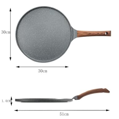 SENSARTE Nonstick Crepe Pan, Swiss Granite Coating Dosa Pan Pancake Flat Skillet Tawa Griddle 12-Inch with Stay-Cool Handle, Induction Compatible - Image 5