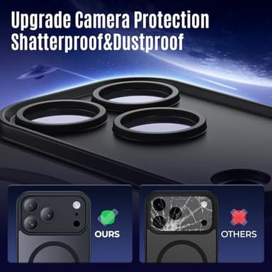 Symcele Designed for iPhone 17 Pro Max Case, Compatible with MagSafe, [Camera Protection] [15FT Military Drop Protection] Shockproof Translucent Matte Anti-Slip Phone Case, 6.9", Black - Image 3