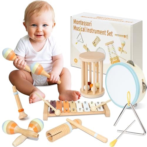 Baby Musical Instruments, Montessori Wooden Toys for Toddlers, Premium Wooden Musical Instrument Set for Kids Preschool Educational, Fun Musical Instruments for Children - Image 1